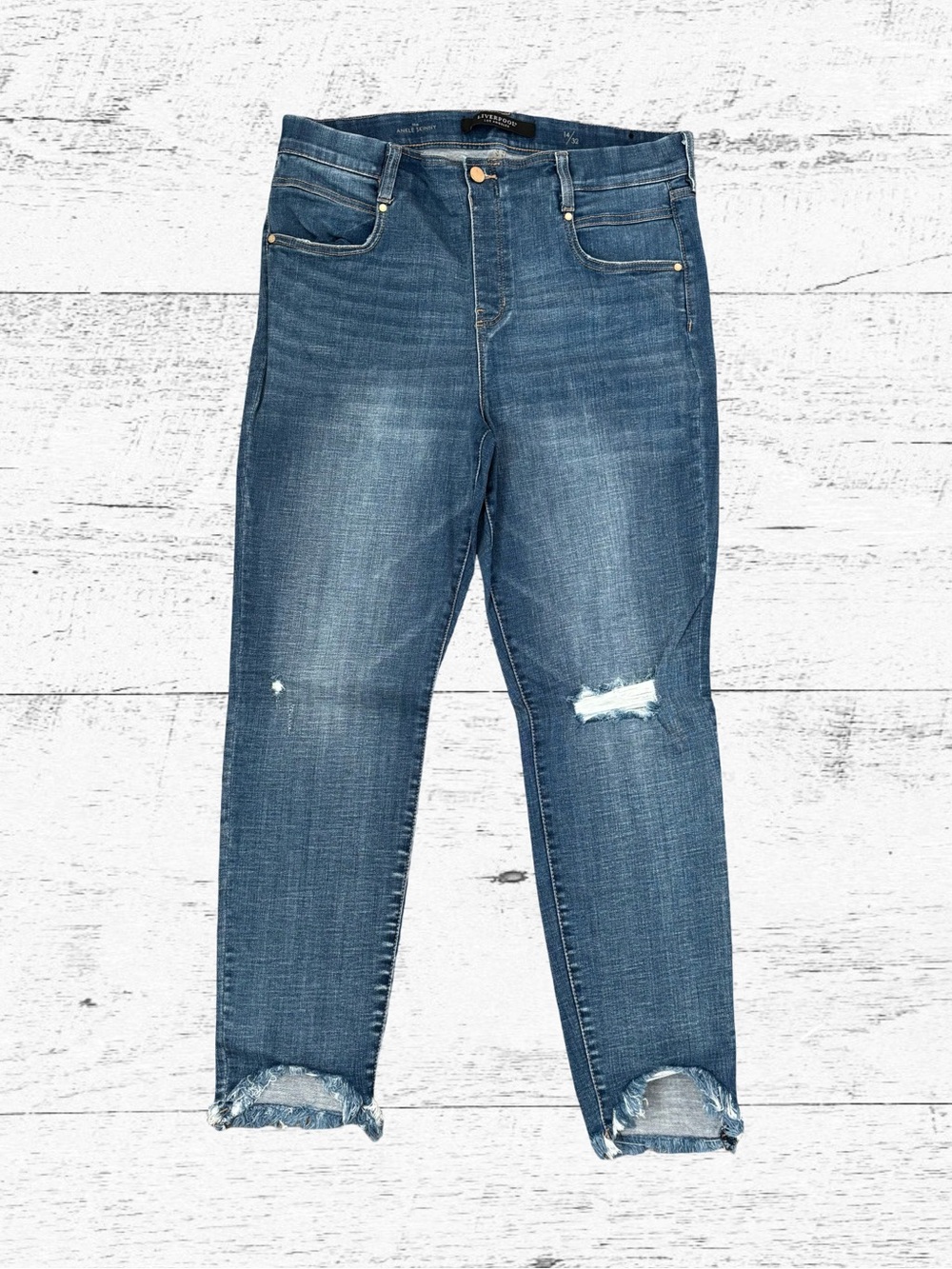 Liverpool Women's Skinny Distressed Blue Jeans